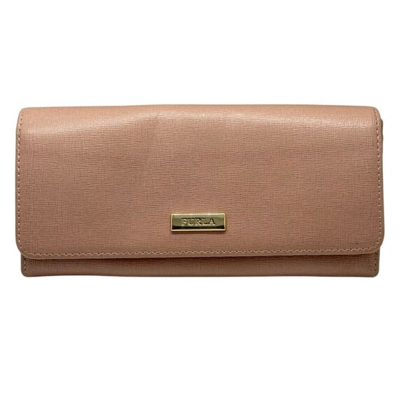 Furla Classic XL Bifold Wallet Dusty Rose Pale Mauve Gold Logo Ladies 7.25 x 4 - Picture 1 of 13